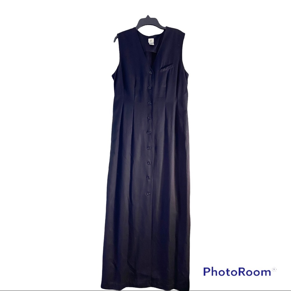 Gap V-Neck Long Black Buttoned Dress